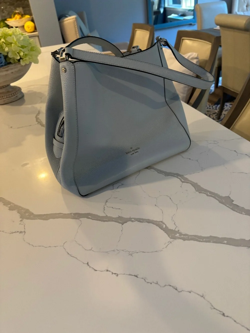 Kate Spade Light Blue Pebbled Leather Shoulder Bag